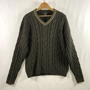 VTG 90s Mens Chunky Cable Knit Cricket Sweater M/L Tennis Collegiate Varsity